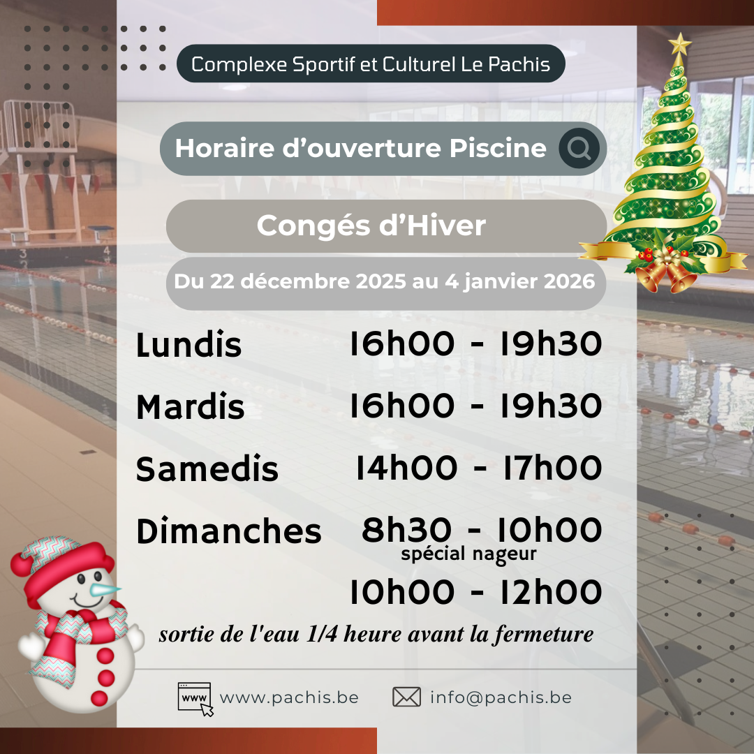 Ouvertures Piscine – Vacances d&rsquo;Hiver