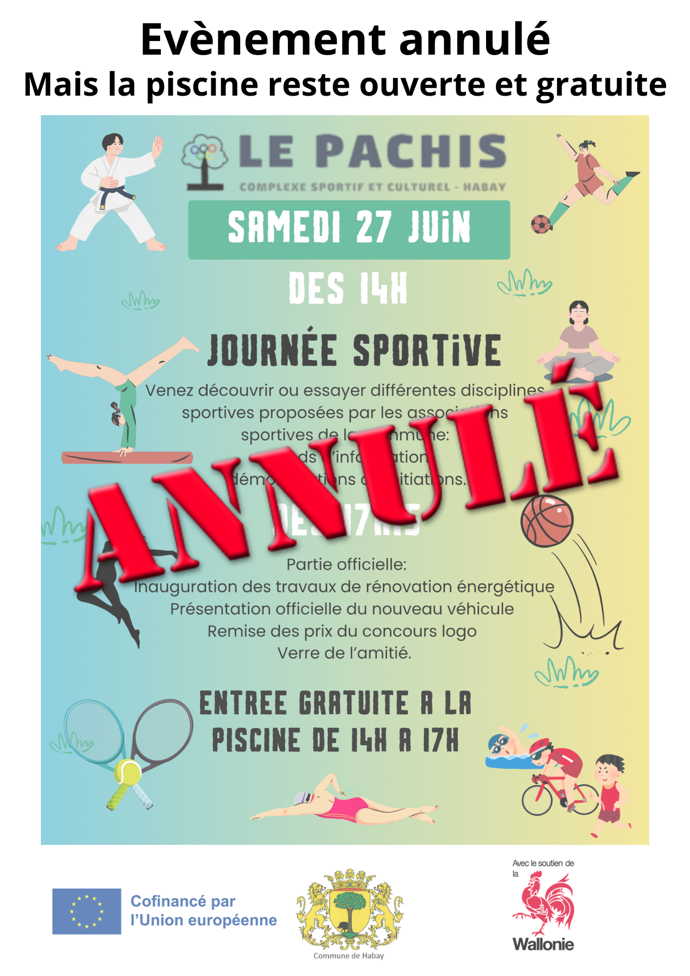 Annulation Journée sportive du 27 juin 2026